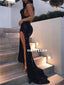 Sheath Straps Backless Long Sequins Prom Dresses With Split, PD0640