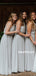 Floor-length A-line Halter Sleeveless Long Grey Chiffon Bridesmaid Dresses, BD0628