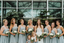 A-line Beteau Neck Appliques Short Chiffon Bridesmaid Dresses With Pleats, BD0629