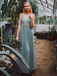 A-line V-neck Appliques Backless Long Chiffon Bridesmaid Dresses, BD0636