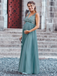 A-line V-neck Appliques Backless Long Chiffon Bridesmaid Dresses, BD0636