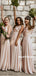 A-line Spaghetti Straps V-neck Long Chiffon Bridesmaid Dresses With Ruffless, BD0640