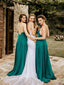 A-line V-neck Spagehtti Straps Backless Long Chiffon Bridesmaid Dresses, BD0641