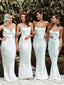 Sheath Spaghetti Straps Beteau Neck Long Simple Backless Bridesmaid Dresses, BD0643