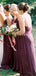 A-line Spaghetti Straps V-neck Long Chiffon Bridesmaid Dresses, BD0647
