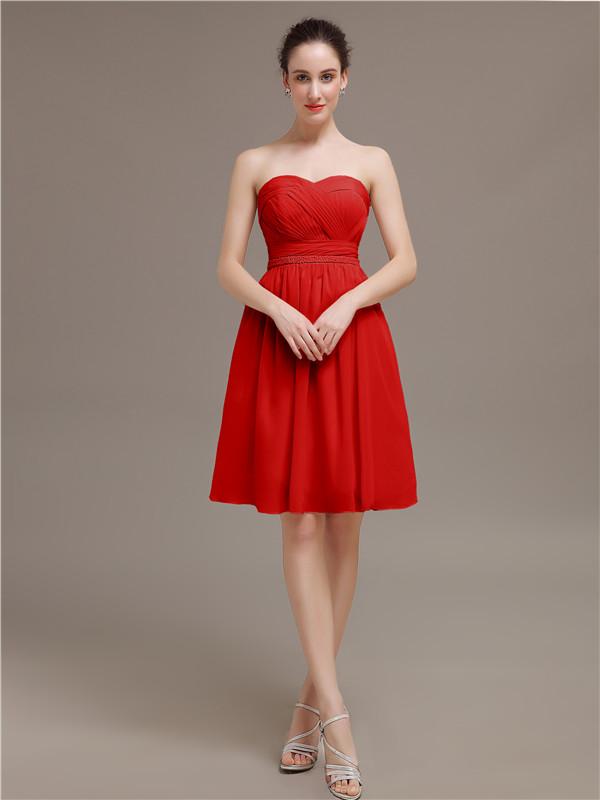 Sweetheart Chiffon Short Bridesmaid Dresses