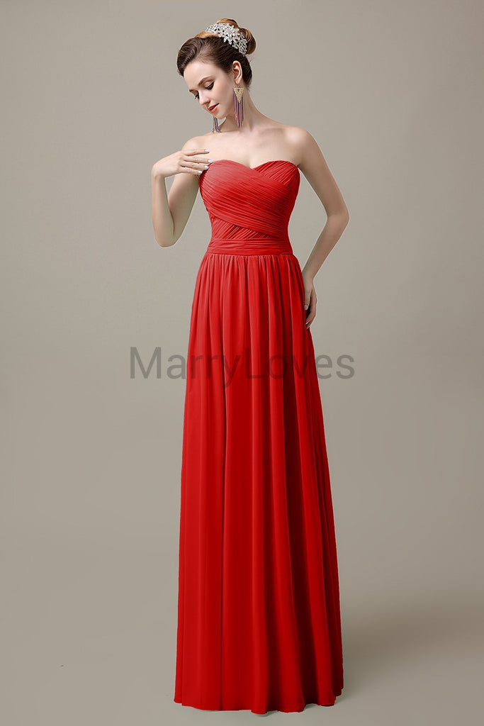 Sweetheart Pleats Chiffon Bridesmaid Dresses