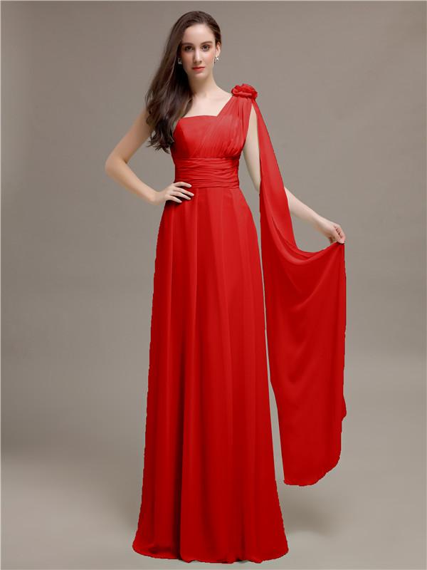 One-shoulder Appliques Chiffon Bridesmaid Dresses