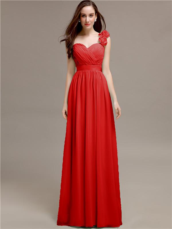 Sweetheart A-line Flower Appliques Bridesmaid Dresses