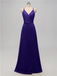 V Neck Satin Floor Length Bridesmaid Dresses