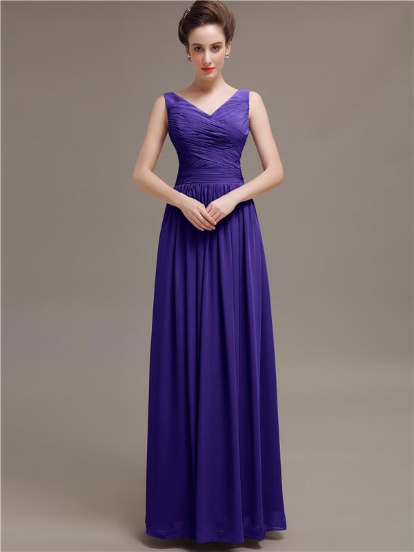 V-Neck Pleats Chiffon Bridesmaid Dresses