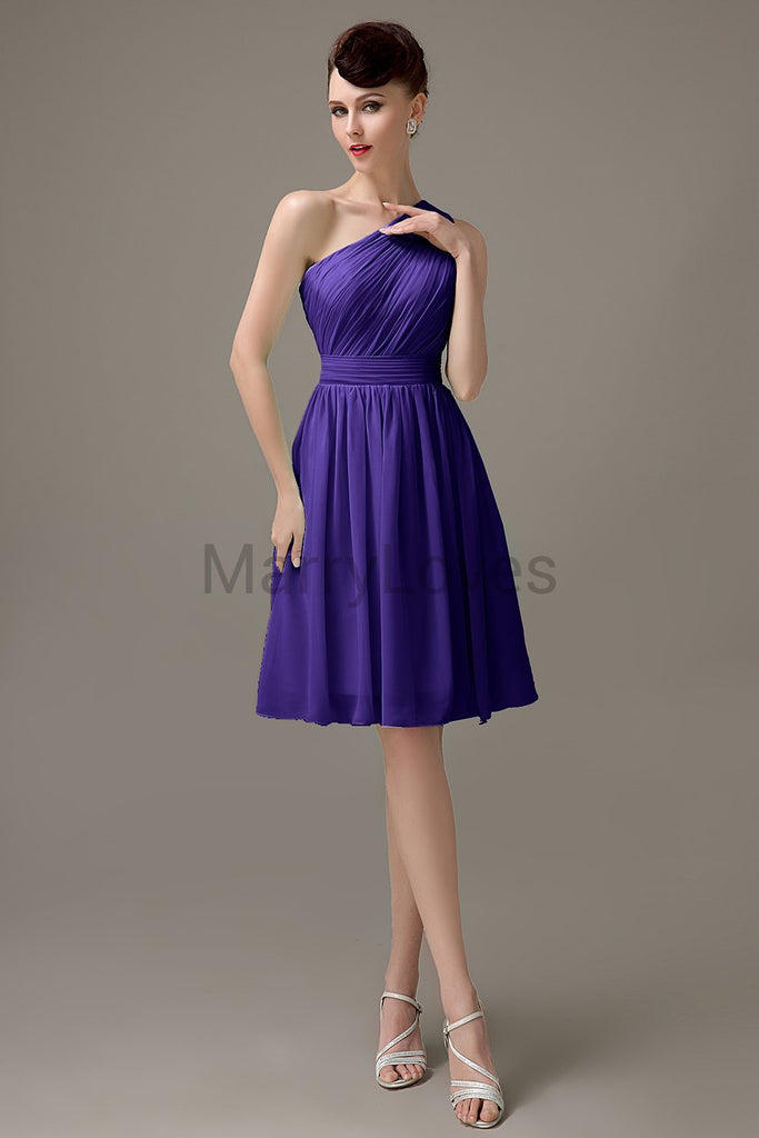 One Shoulder Pleats Bridesmaid Dresses