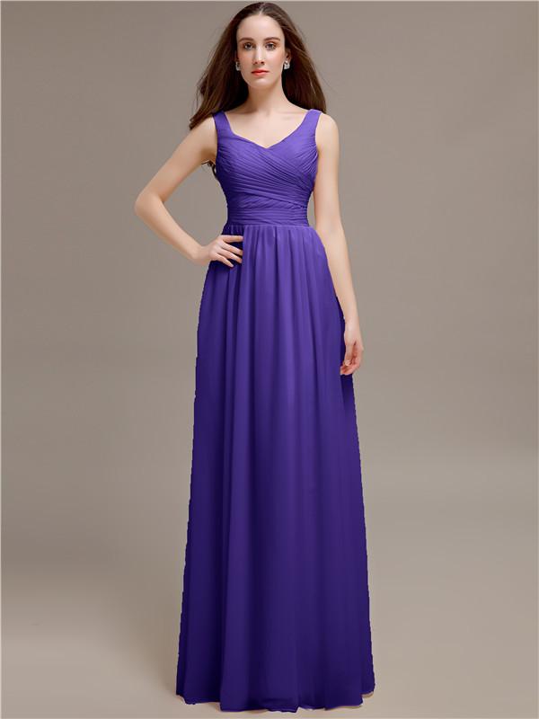 Scoop Neck Sleeveless Pleats Bridesmaid Dresses