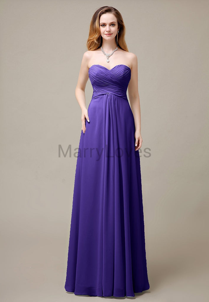 Cross-Pleated Chiffon Bridesmaid Dress with Sweetheart