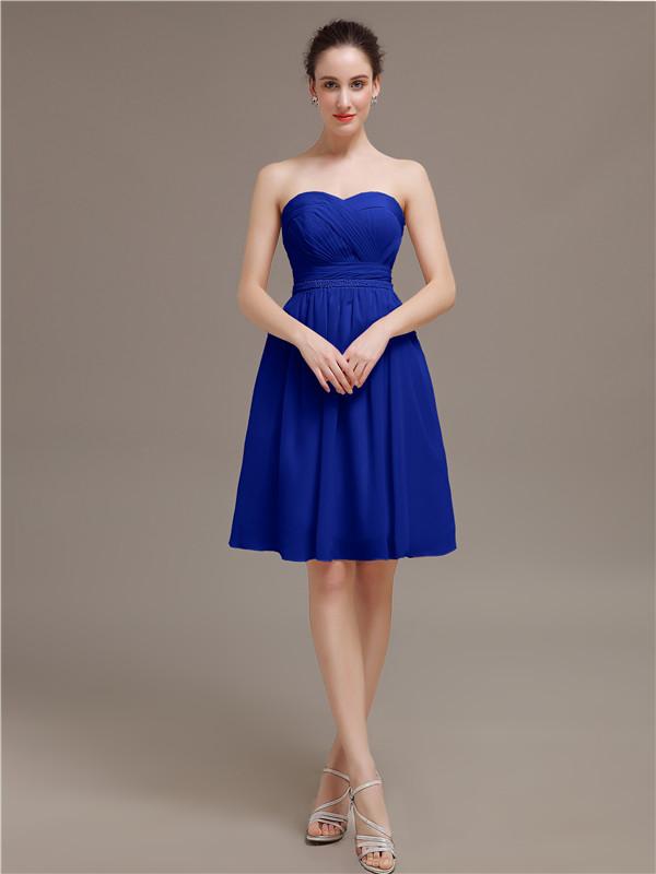 Sweetheart Chiffon Short Bridesmaid Dresses