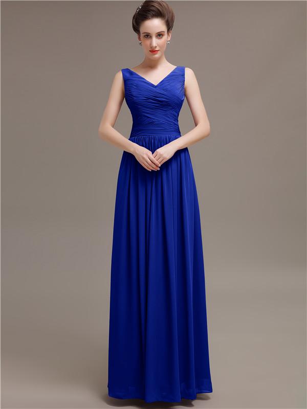 V-Neck Pleats Chiffon Bridesmaid Dresses