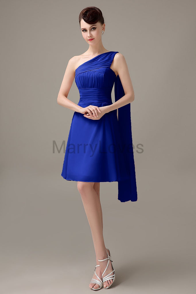 One Shoulder Pleats Bridesmaid Dresses