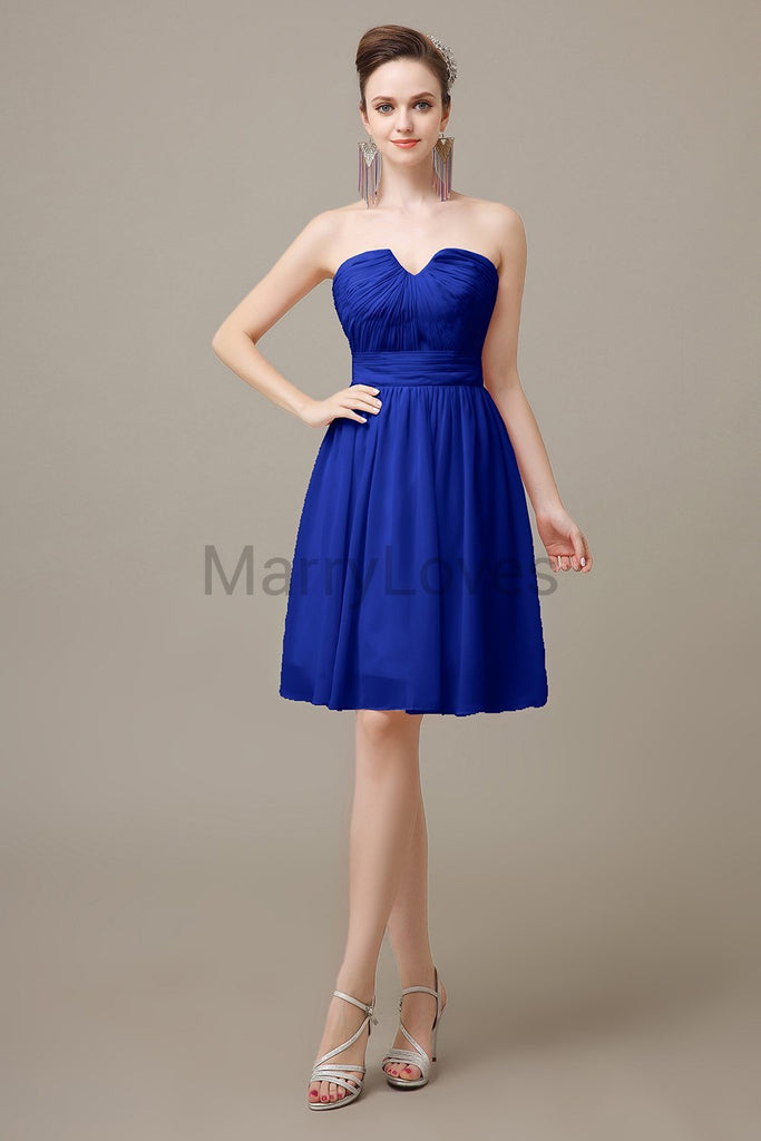 Sweetheart Neck Knee Length Chiffon Bridesmaid Dresses