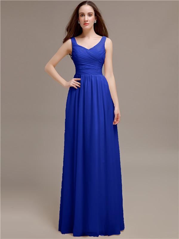 Scoop Neck Sleeveless Pleats Bridesmaid Dresses