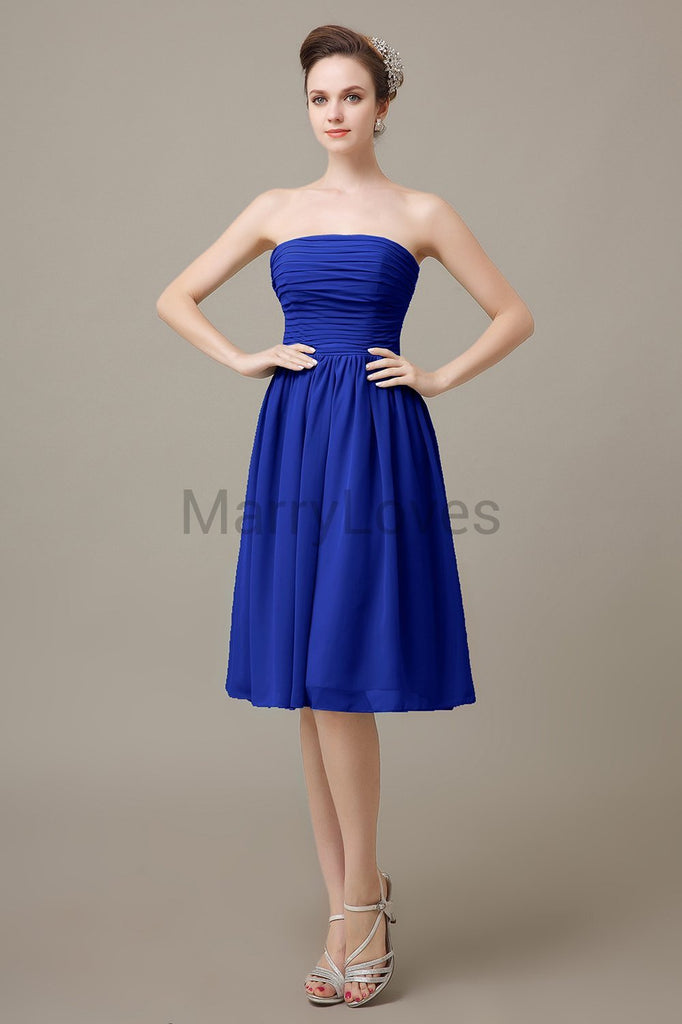 Strapless Pleats Short Bridesmaid Dresses