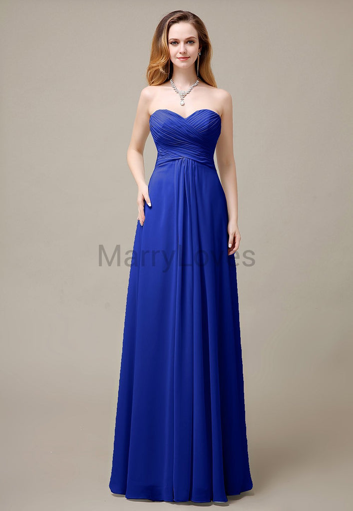 Cross-Pleated Chiffon Bridesmaid Dress with Sweetheart