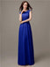 Floor-length Cap Sleeves Appliques Chiffon Bridesmaid Dresses