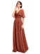 V-neck Short Sleeves Chiffon Bridesmaid Dresses