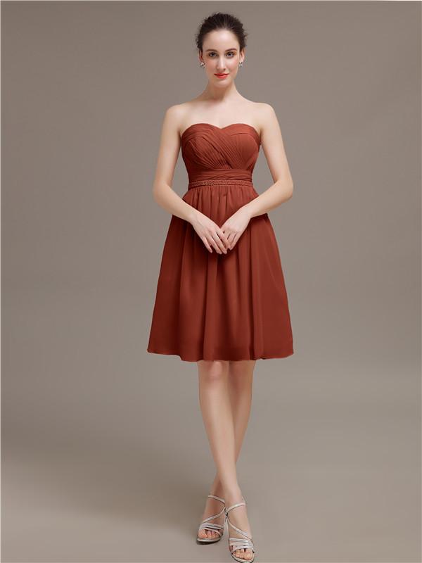 Sweetheart Chiffon Short Bridesmaid Dresses