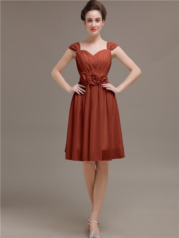 Straps Chiffon Short Bridesmaid Dresses