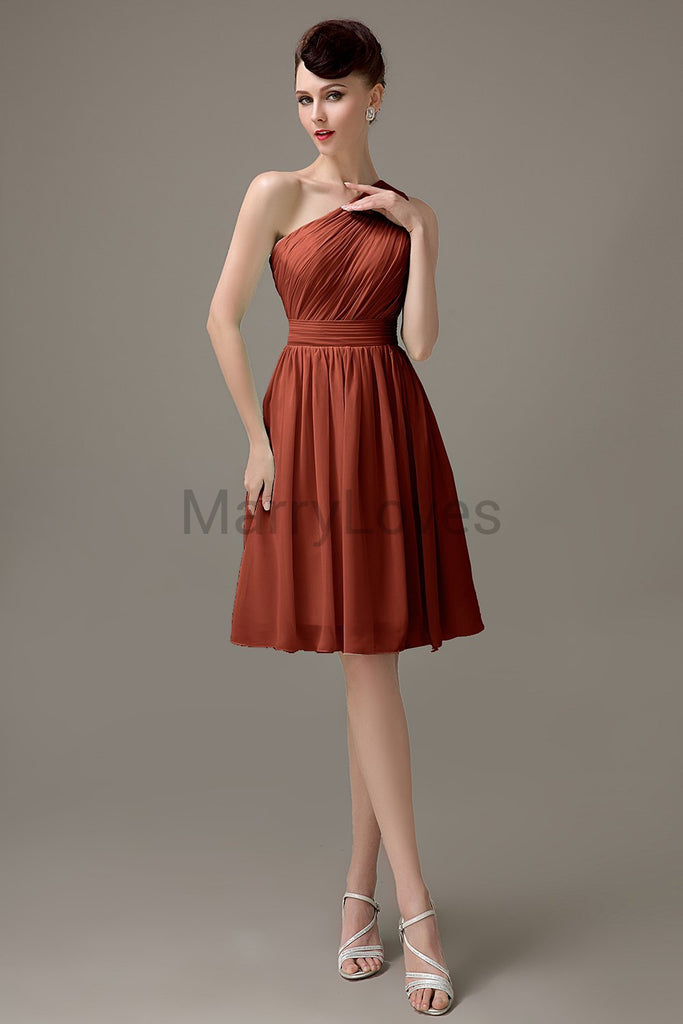 One Shoulder Pleats Bridesmaid Dresses