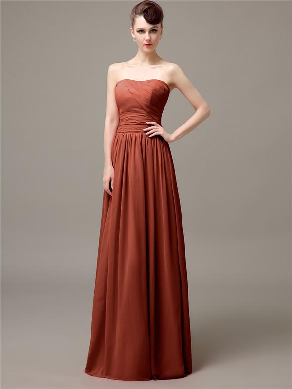 Strapless Pleats Chiffon Bridesmaid Dresses