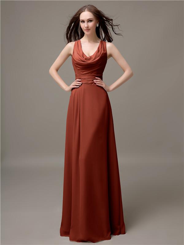 A-line Jewel Neck Floor-length Bridesmaid Dresses