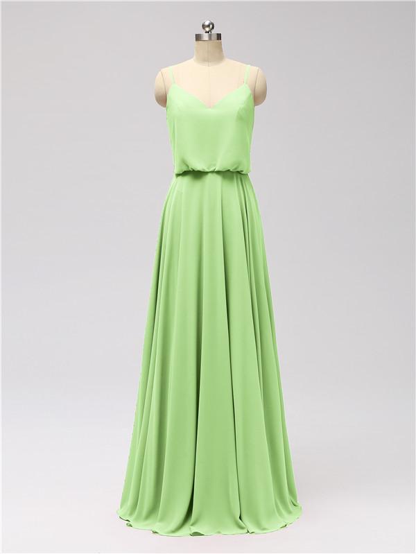 Spaghetti Strap Chiffon Floor Length Bridesmaid Dresses