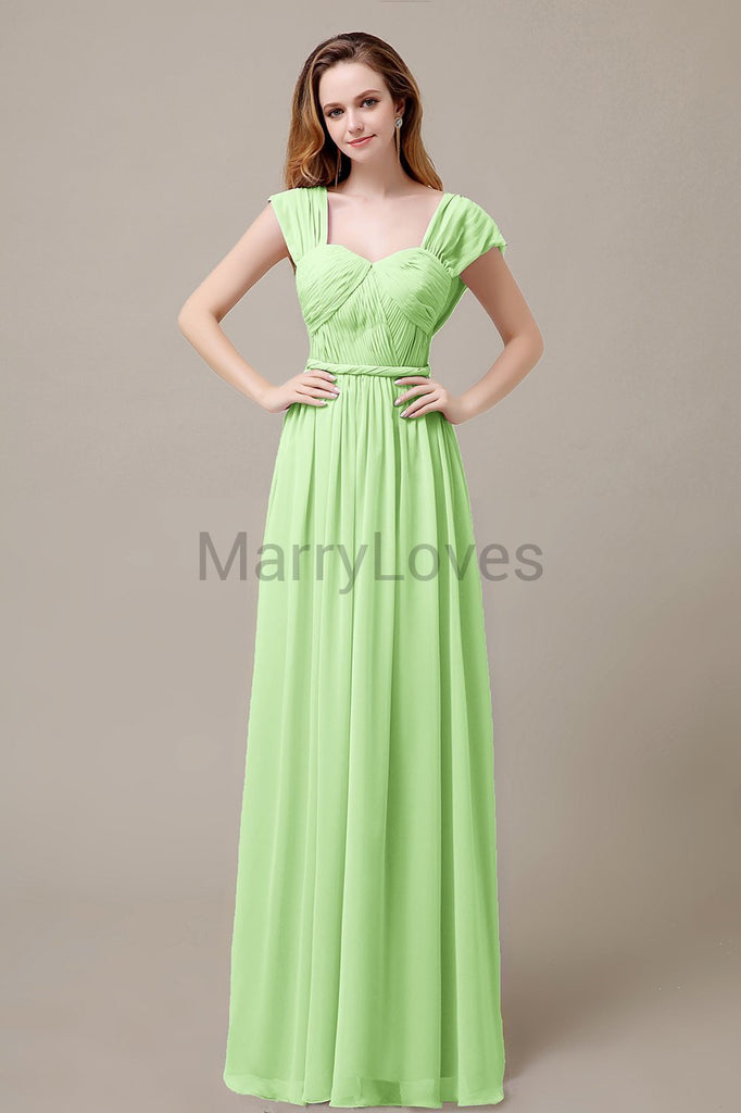 Floor Length Chiffon Bridesmaid Dresses with Pleated