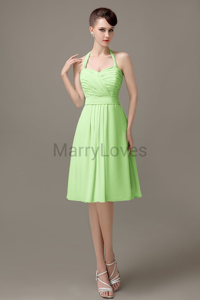 Halter Chiffon Short Bridesmaid Dresses