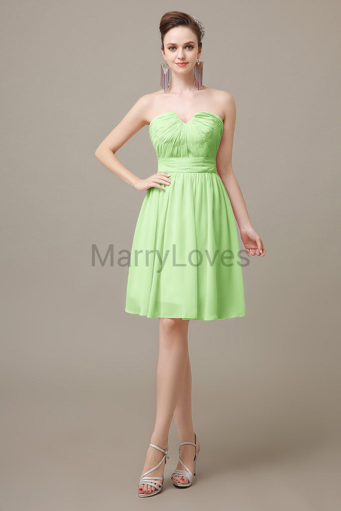 Sweetheart Neck Knee Length Chiffon Bridesmaid Dresses