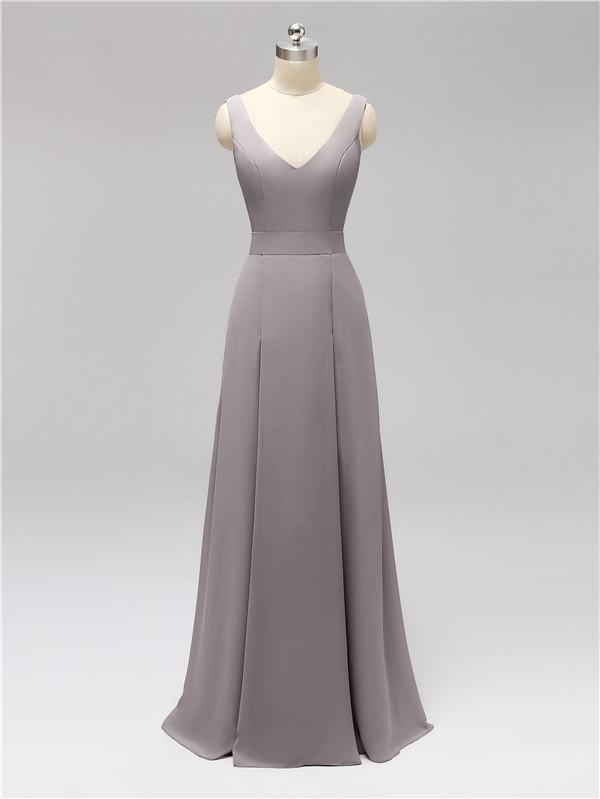 V Neck Floor Length Bridesmaid Dresses