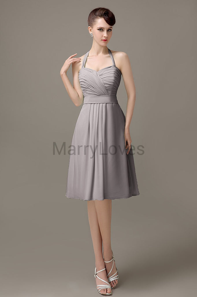 Halter Chiffon Short Bridesmaid Dresses