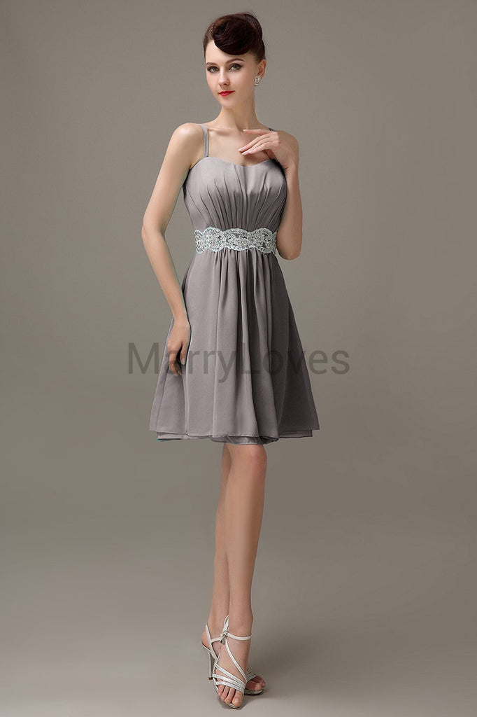 Spaghetti Strap Chiffon Short Bridesmaid Dresses