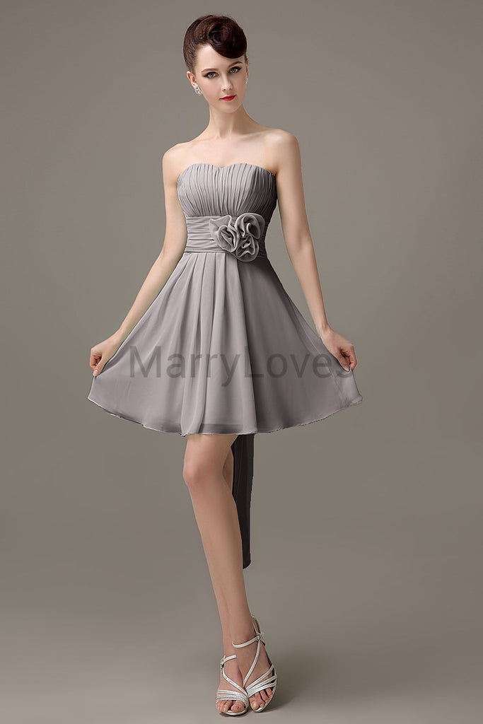 Strapless Pleats Chiffon Bridesmaid Dresses