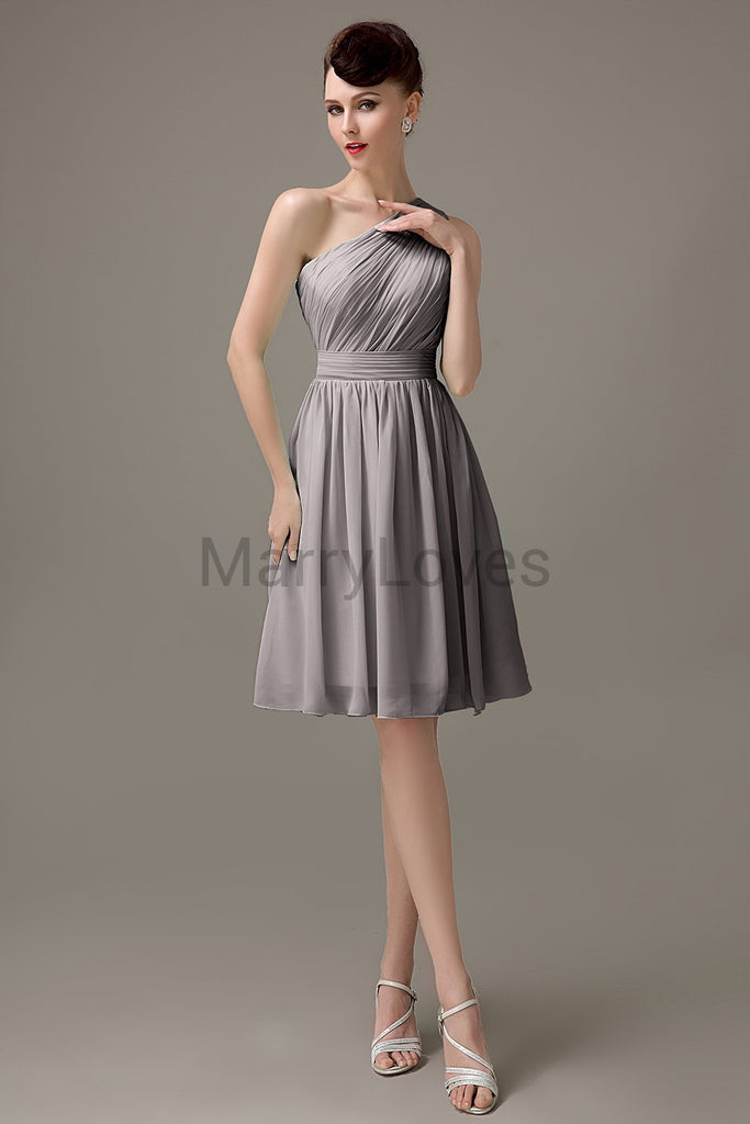 One Shoulder Pleats Bridesmaid Dresses