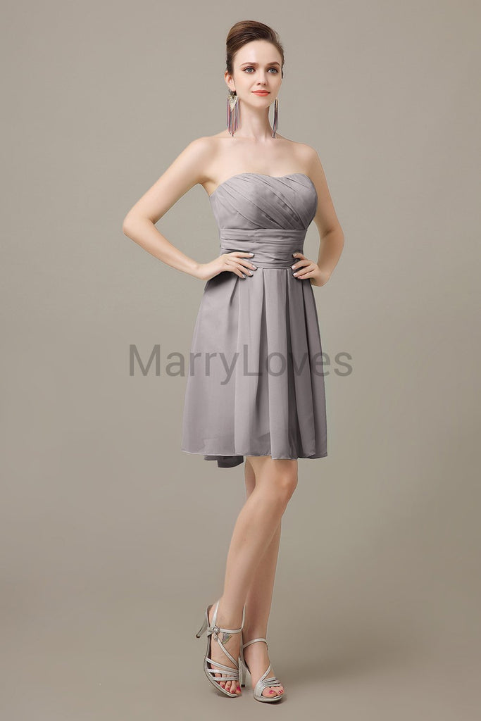 Strapless Pleats Sweetheart Bridesmaid Dresses