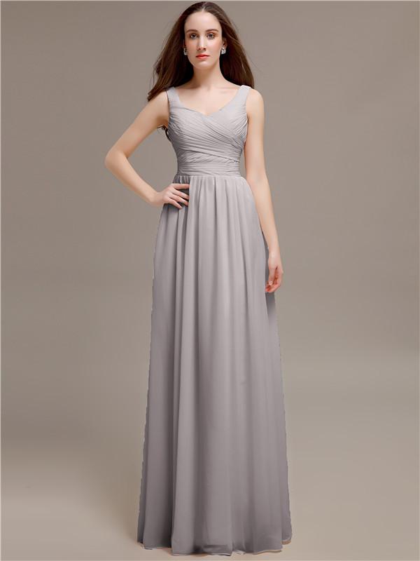 Scoop Neck Sleeveless Pleats Bridesmaid Dresses