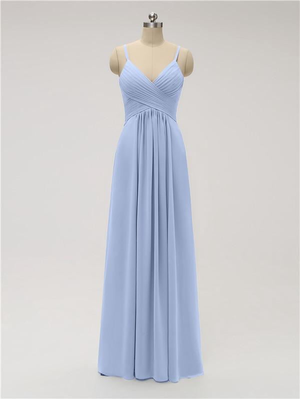 Spaghetti Strap Chiffon Floor Length Bridesmaid Dresses