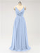 V Neck Chiffon Floor Length Bridesmaid Dresses