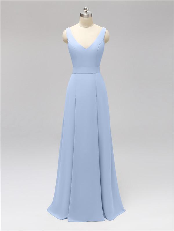 V Neck Floor Length Bridesmaid Dresses