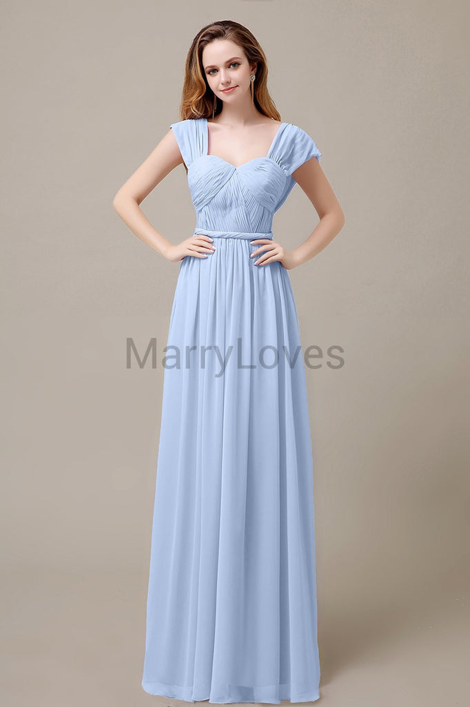 Floor Length Chiffon Bridesmaid Dresses with Pleated