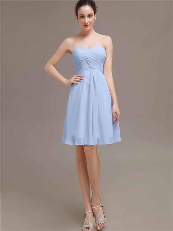 Sweetheart Pleats Chiffon Bridesmaid Dresses