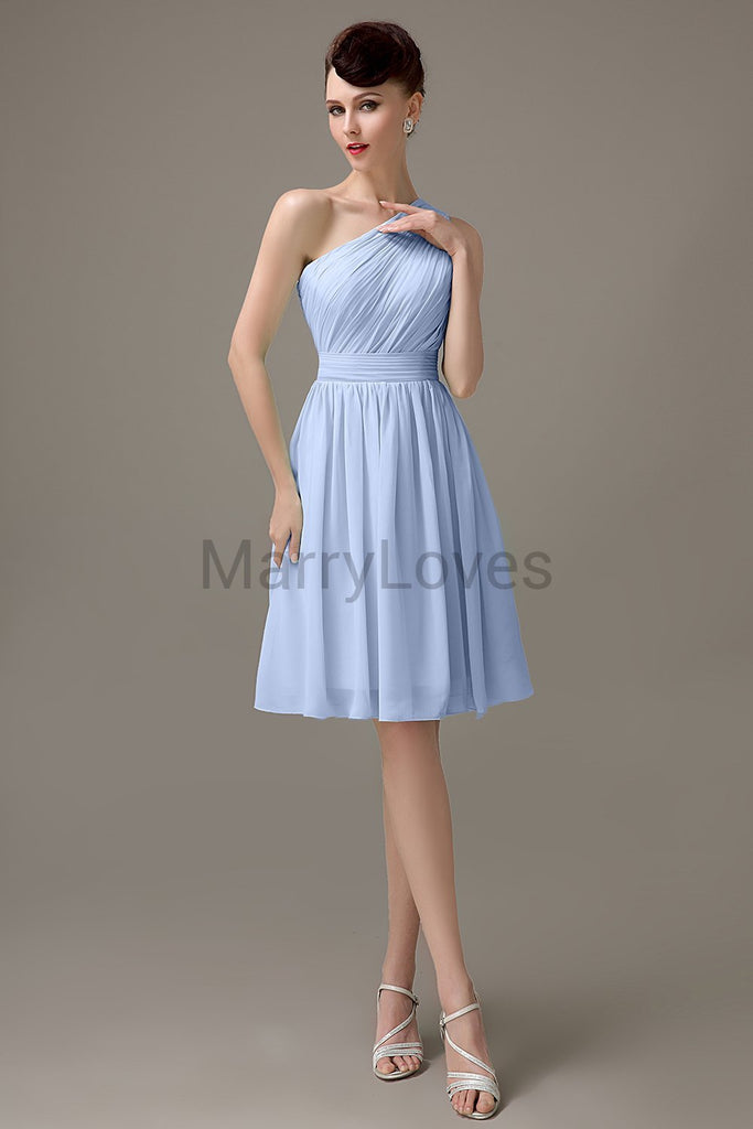 One Shoulder Pleats Bridesmaid Dresses