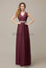 V-neck Chiffon Floor Length Bridesmaid Dresses